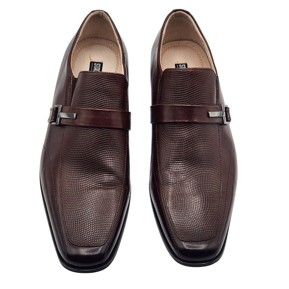Stacy Adams Beau Moc Toe Bit Slip-on loafers Mens 10.5M Brown Textured Leather